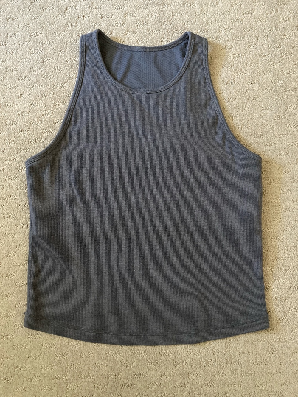 Vuori blue-gray ribbed Plyo cropped tank, ~Medium